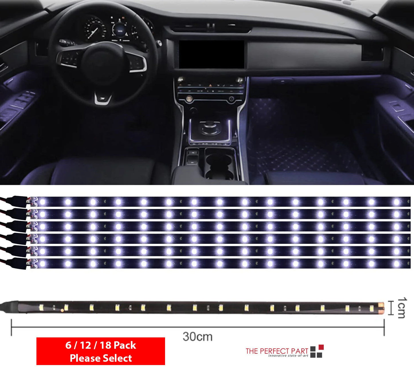 Waterproof 12V LED Strip Lights for Car & Motorcycle – 12"/15" DC Underbody Accent Lighting Kit (Multi-Pack)