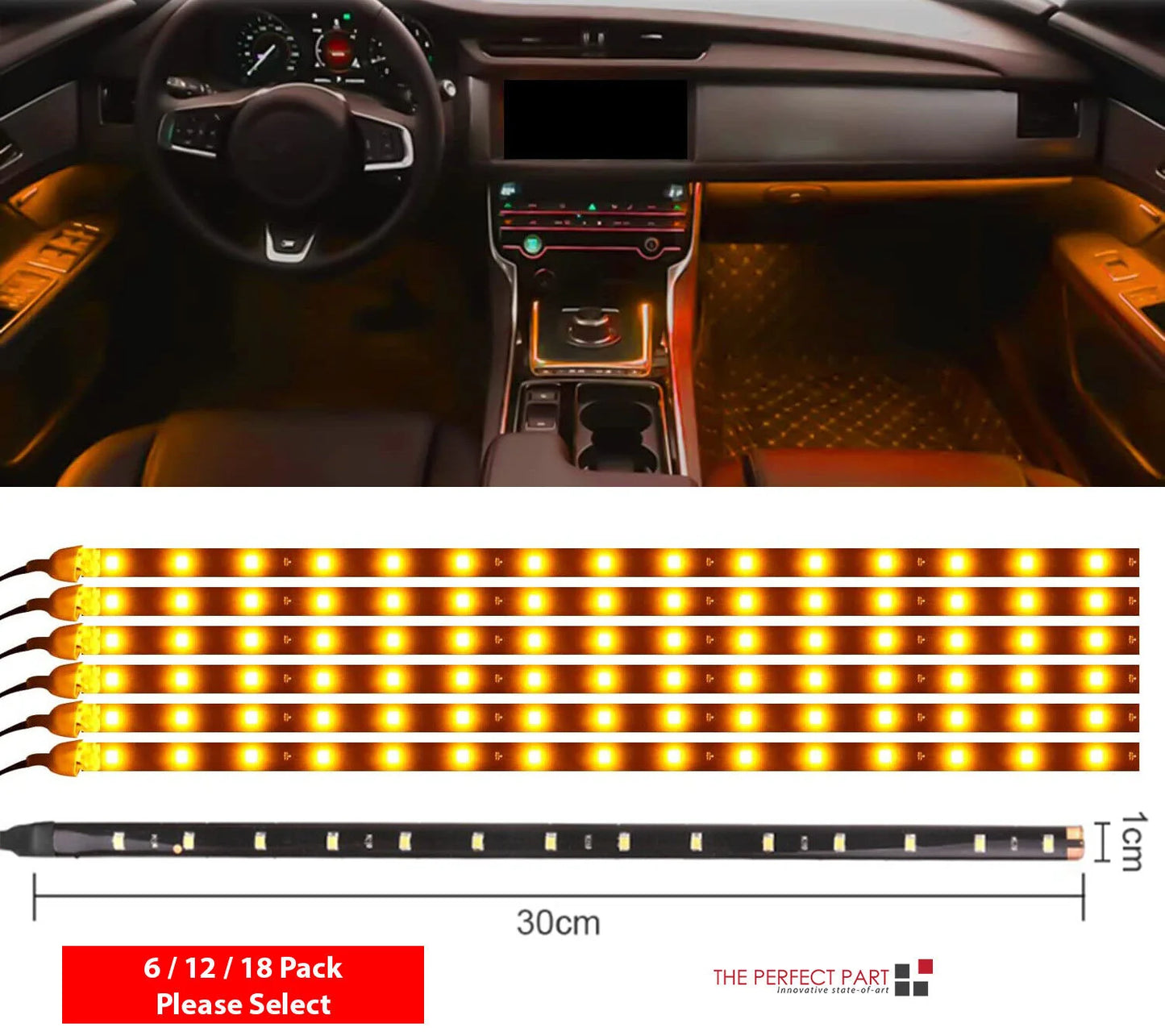 Waterproof 12V LED Strip Lights for Car & Motorcycle – 12"/15" DC Underbody Accent Lighting Kit (Multi-Pack)