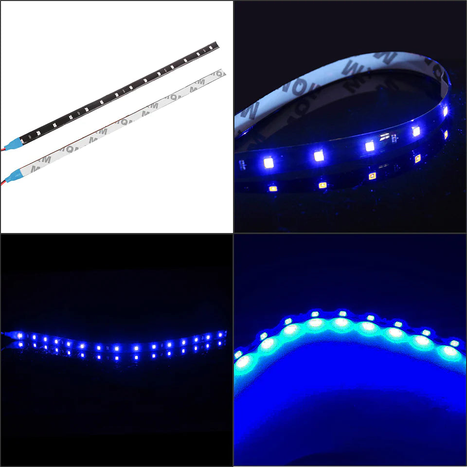 Waterproof 12V LED Strip Lights for Car & Motorcycle – 12"/15" DC Underbody Accent Lighting Kit (Multi-Pack)