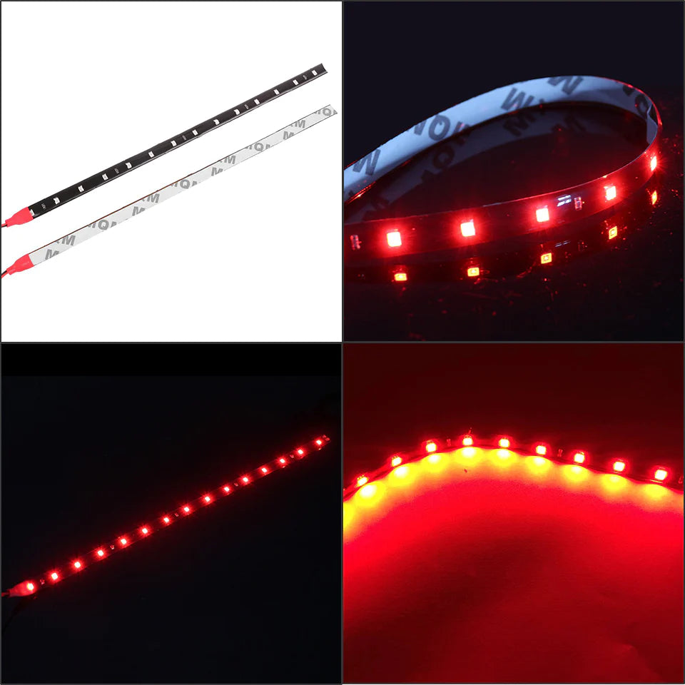 Waterproof 12V LED Strip Lights for Car & Motorcycle – 12"/15" DC Underbody Accent Lighting Kit (Multi-Pack)