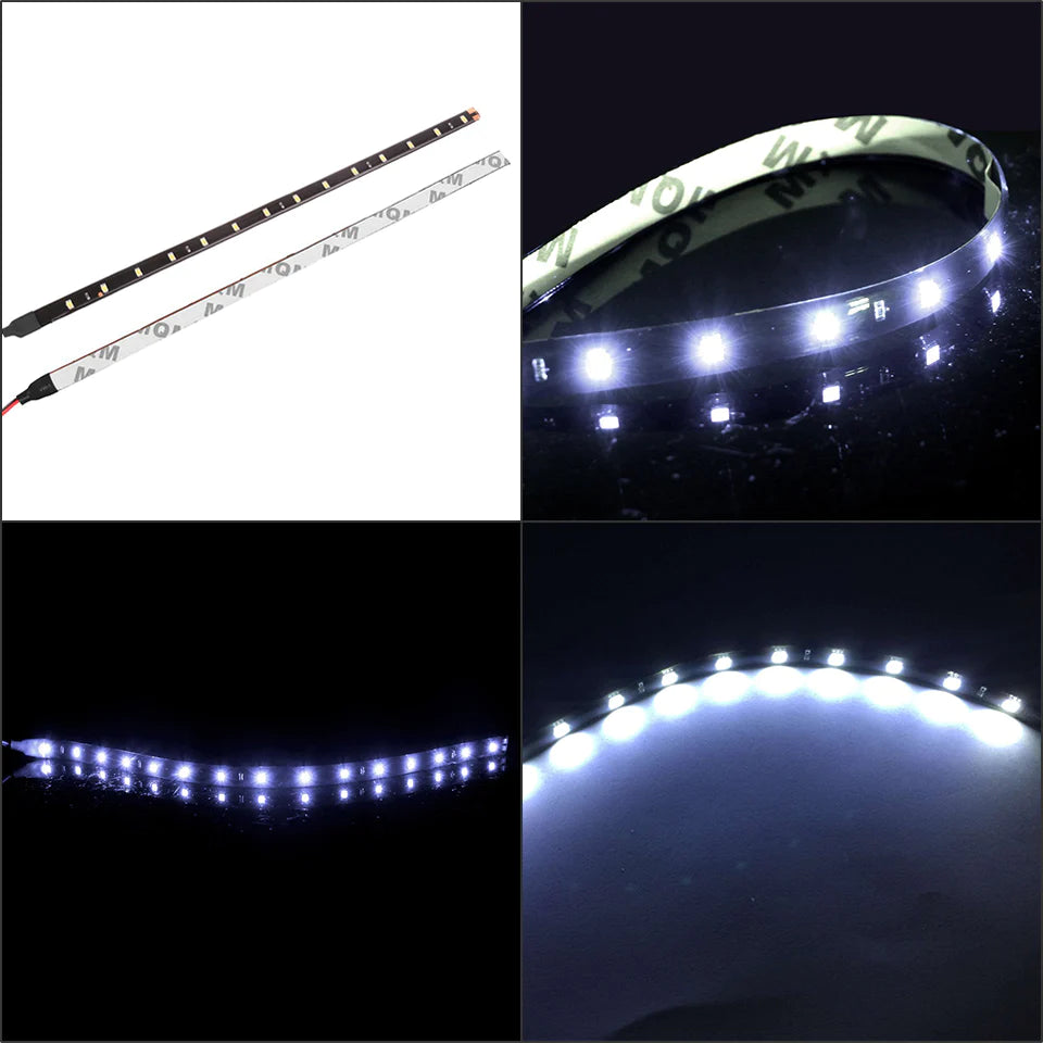Waterproof 12V LED Strip Lights for Car & Motorcycle – 12"/15" DC Underbody Accent Lighting Kit (Multi-Pack)