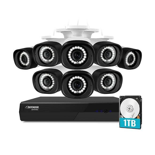 Defender Sentinel 4K Ultra HD POE Wired 1TB NVR Security System With 8 Metal Cameras