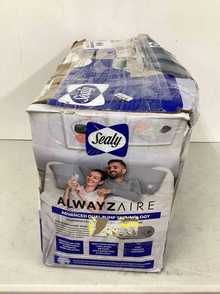 Sealy AlwayzAire Tough Guard Duvet Top Air Mattress Queen with Built-in Dual Pump