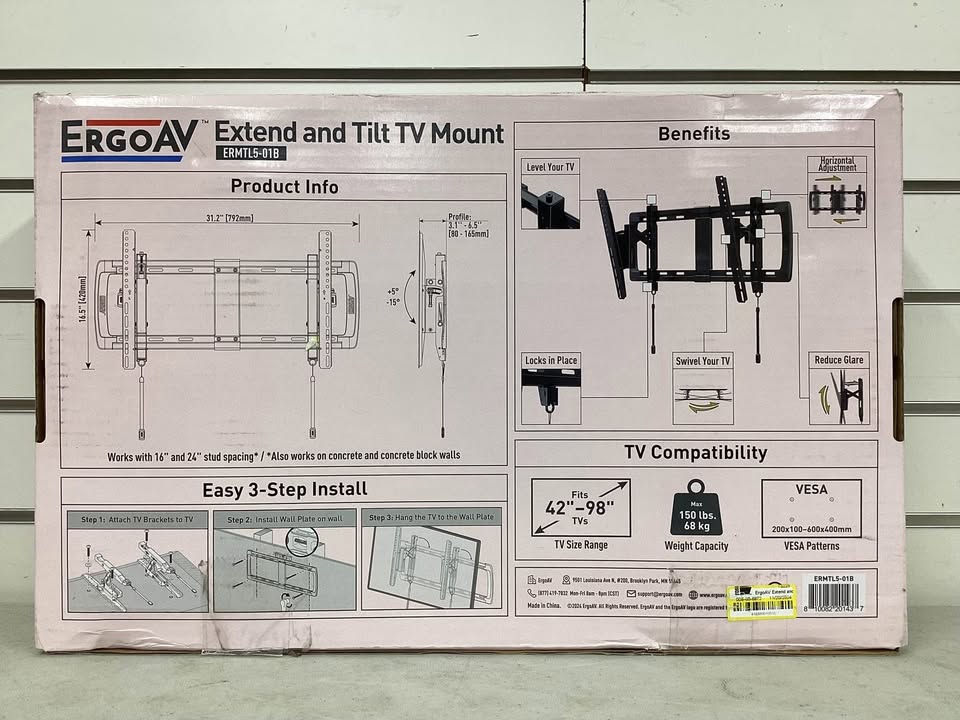 ErgoAV Extend and Tilt TV Mount 42"- 98" TVs