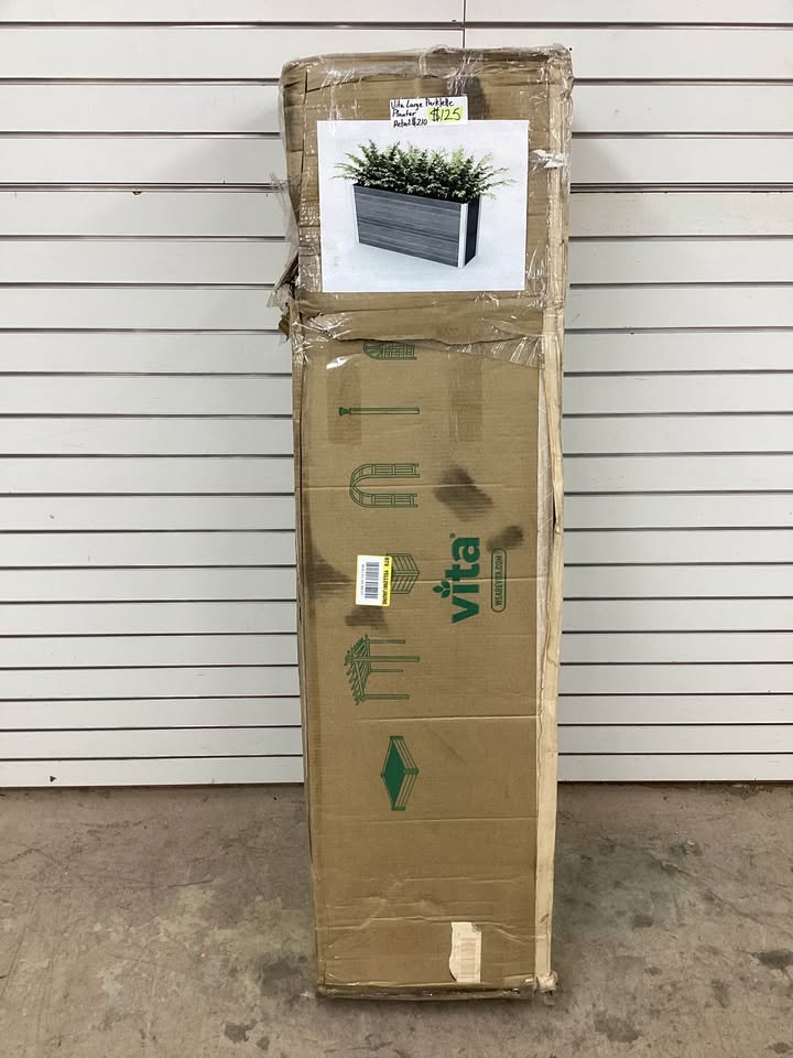 VITA Urbana 57"L x 16"W x 33"H Large Vinyl Parklette Planter, Slate Gray, VT17613