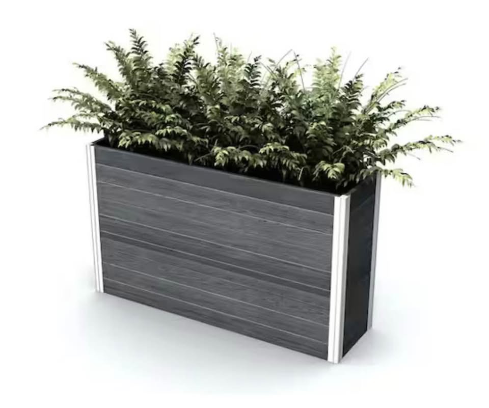 VITA Urbana 57"L x 16"W x 33"H Large Vinyl Parklette Planter, Slate Gray, VT17613