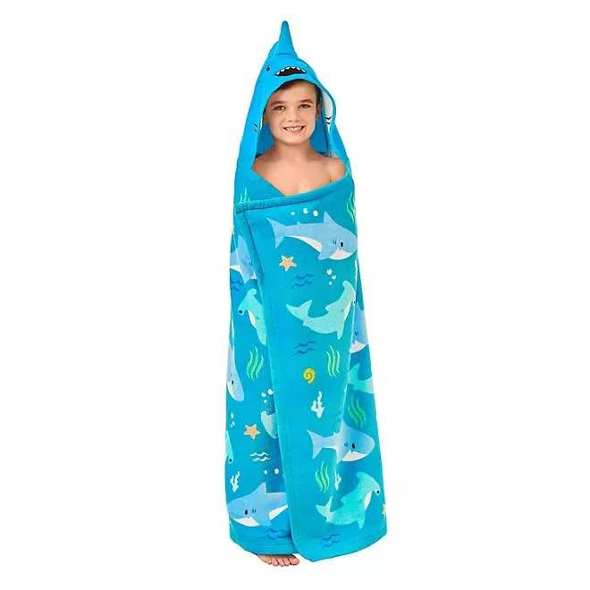 Member's Mark Kids' Hooded Shark Towel With Hand Pockets