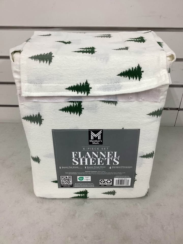 Member's Mark Flannel Sheet Set Queen Size Pine Forest