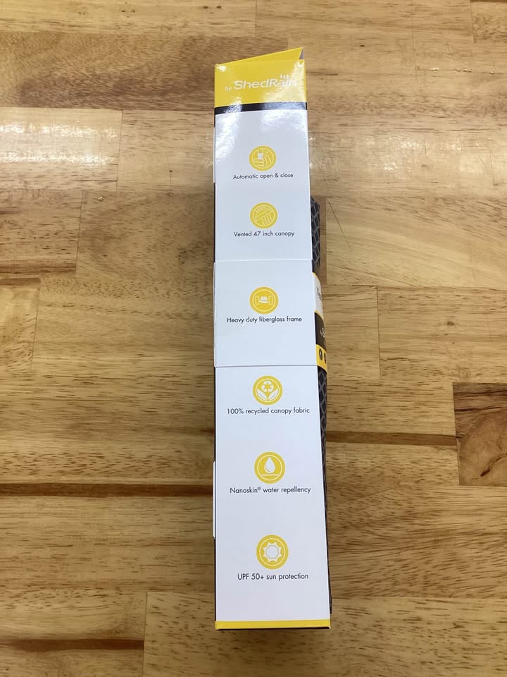 Shed Rain Auto Open & Close, Heavy Duty Fiber Glass Frame Vented Umbrella, 47"