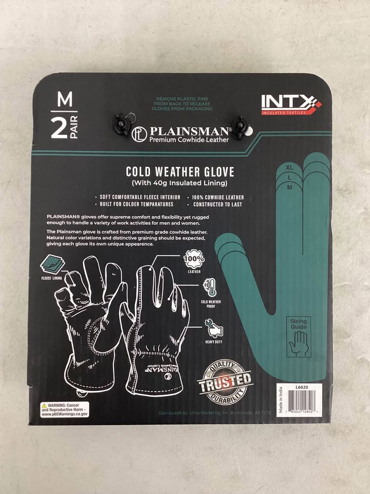Plainsman Fleece-Lined Cowhide Leather Work Gloves (2 pk.) Size Medium