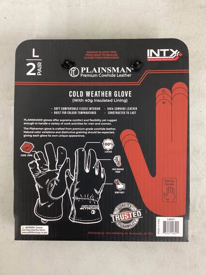 Plainsman Fleece-Lined Cowhide Leather Work Gloves (2 pk.)