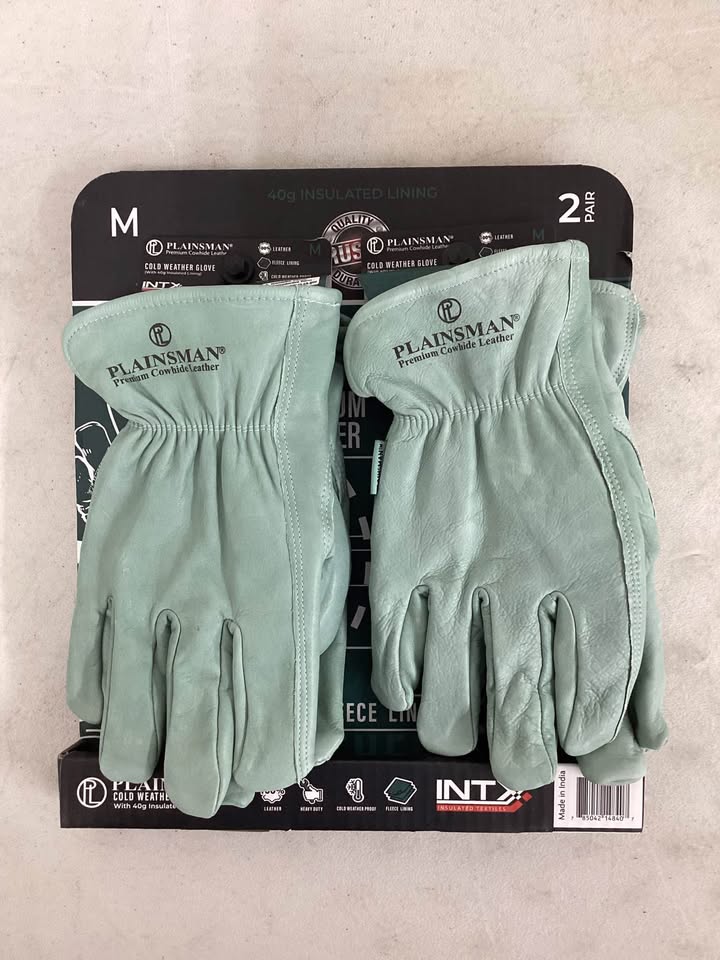 Plainsman Fleece-Lined Cowhide Leather Work Gloves (2 pk.) Size Medium