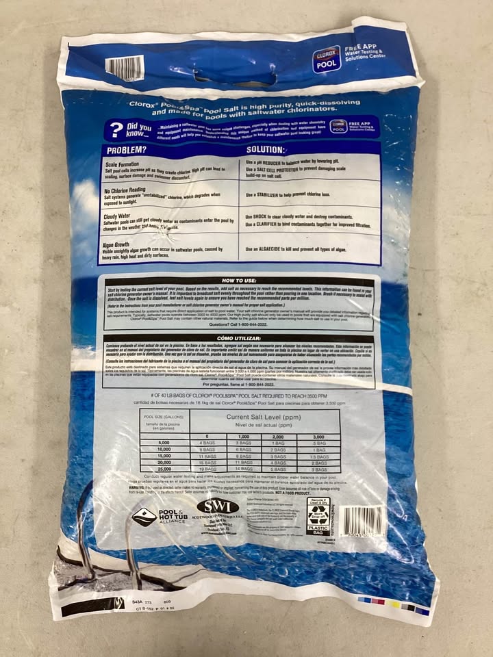 Clorox 40 lb. Pool Salt Bag