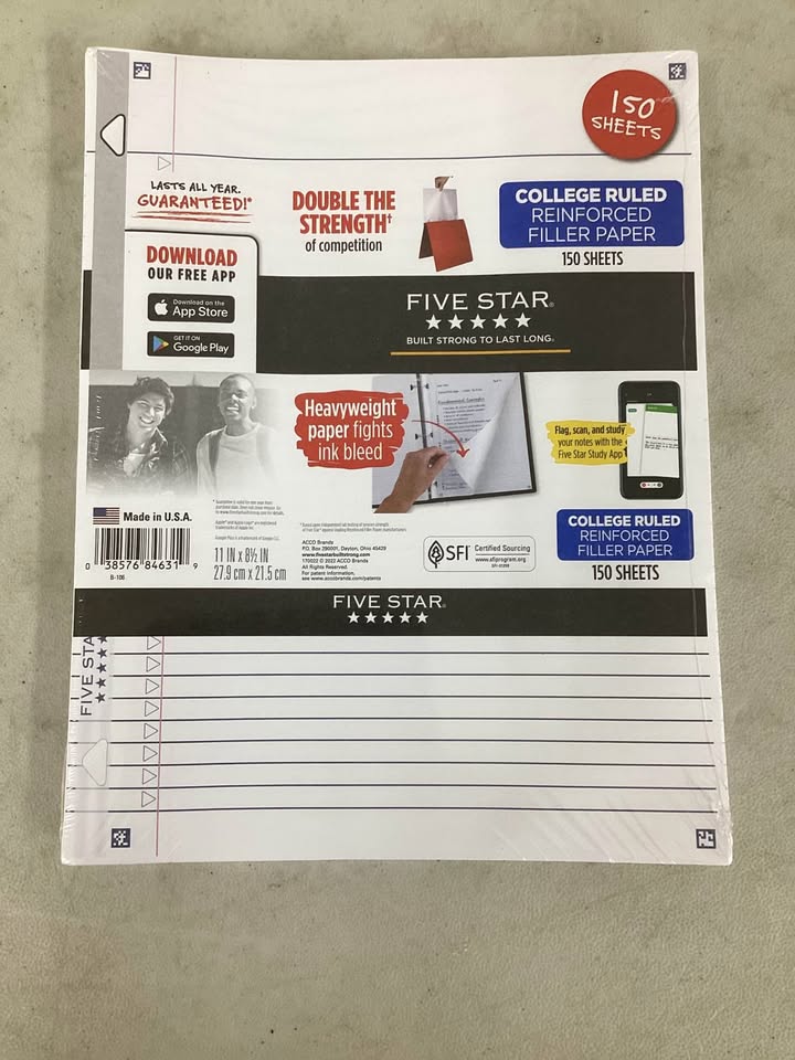Five Star 150ct College Ruled Filler Paper