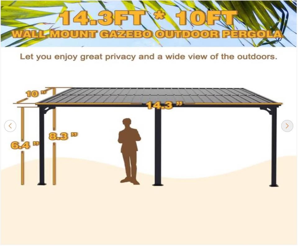 VEIKOUS 14 ft. x 10 ft. Aluminum Galvanized Outdoor Canopy