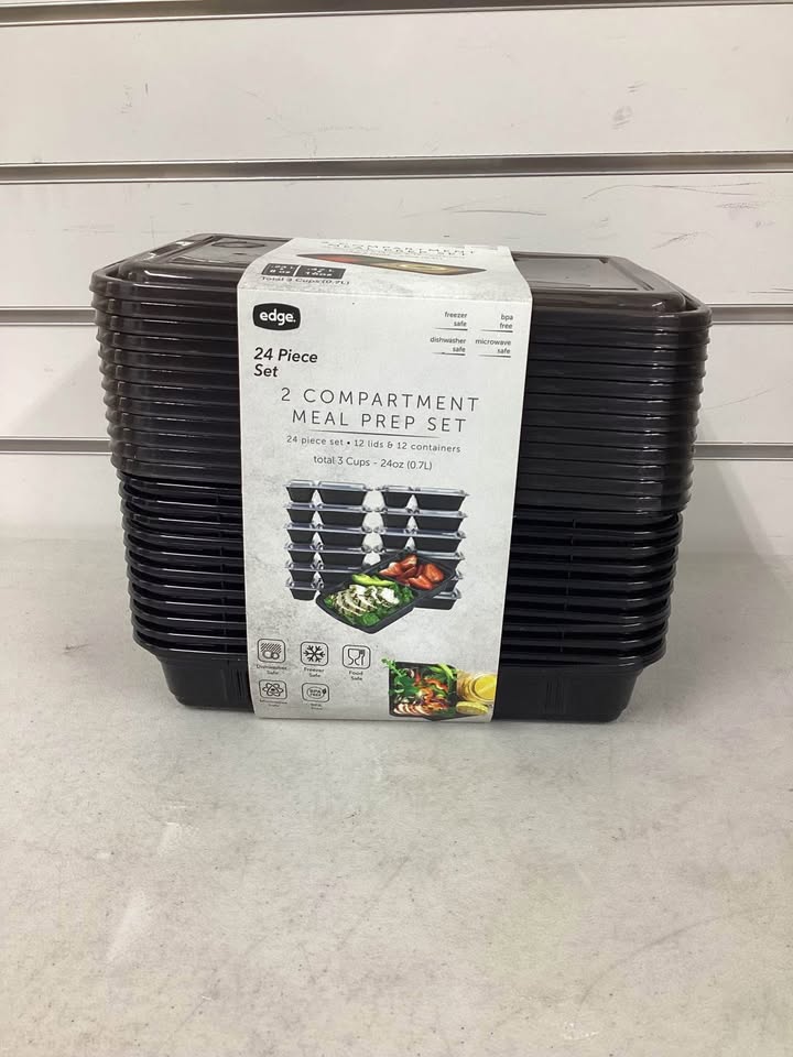 Edge Double Compartment Meal Prep Set 24-Piece 12 Lids / 12 Containers