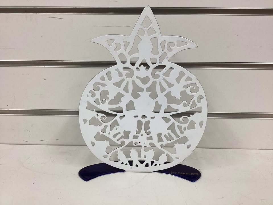 Aluminum Pomegranate sculpture hand painted by Emanuel