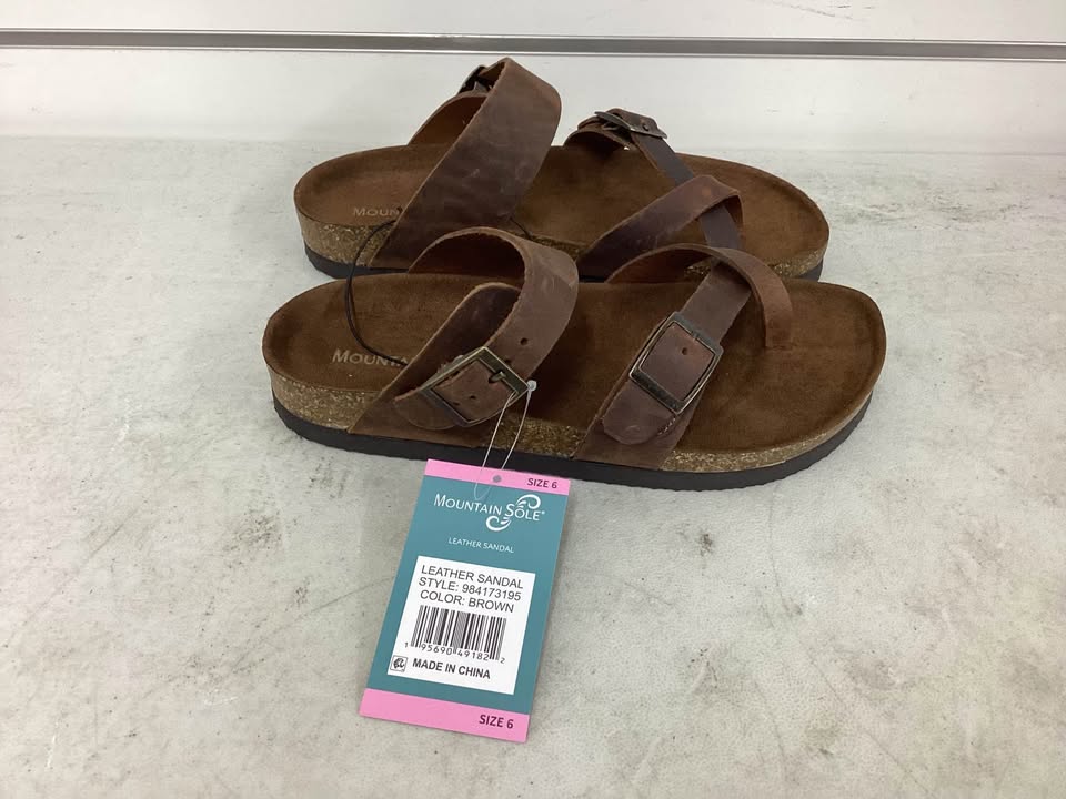 Mountain Sole Easy Slip-On Two Adjustable Buckles Ladies Leather Sandal Size 6