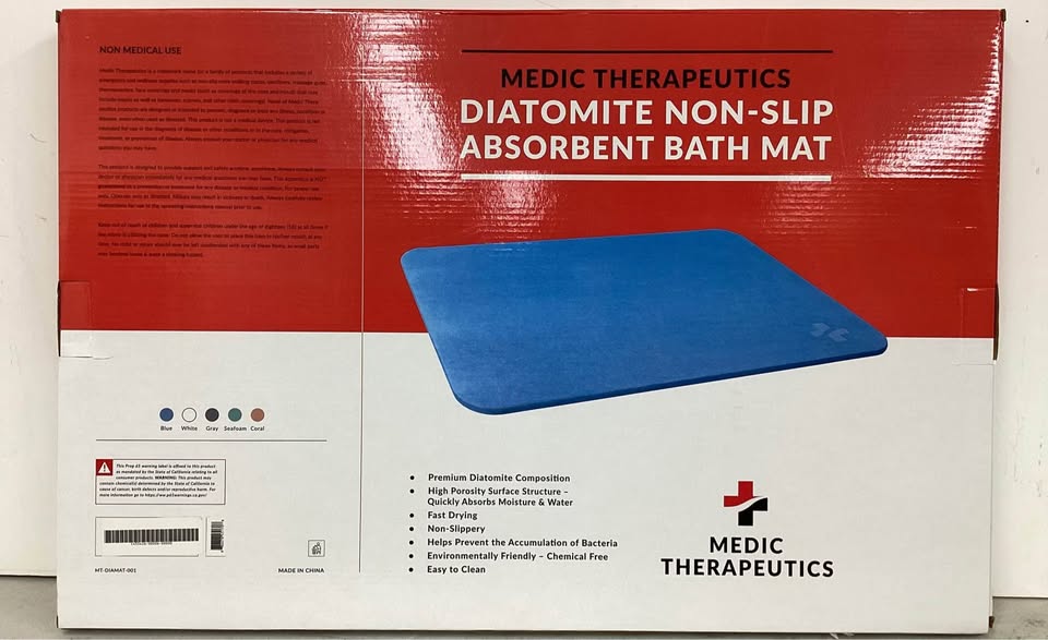 Medic Therapeutics Light Blue 24" x 15" Diatomite Non-Slip Quick Dry Absorbent Floor Mat