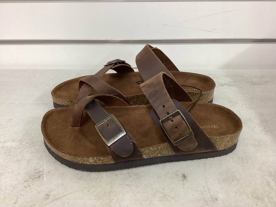 Mountain Sole Easy Slip-On Two Adjustable Buckles Ladies Leather Sandal Size 6