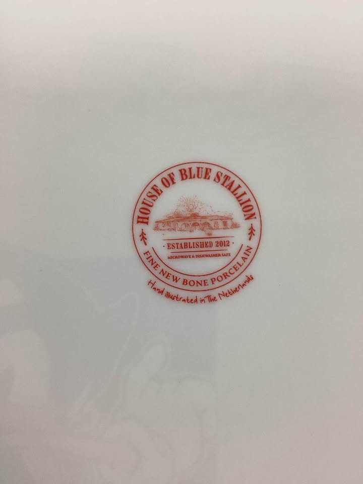 Blue Stallion Red and White Collectible Assorted Farm Animals and Veggies Dinner Plates