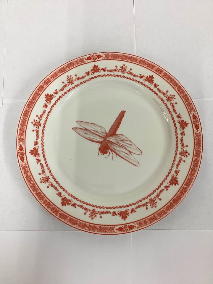 Blue Stallion Red and White Collectible Assorted Farm Animals and Veggies Dinner Plates