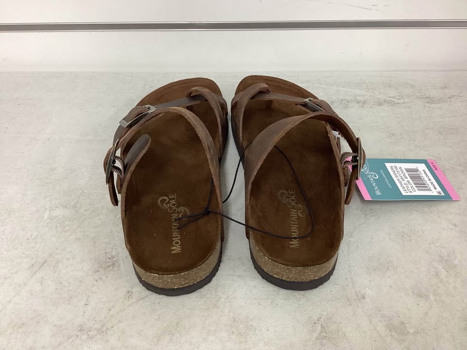 Mountain Sole Easy Slip-On Two Adjustable Buckles Ladies Leather Sandal Size 6