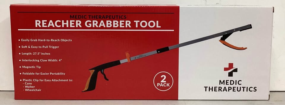 Medic Therapeutics 2-Pack Extra Long Reacher Grabber Tool w/Magnetic Tip