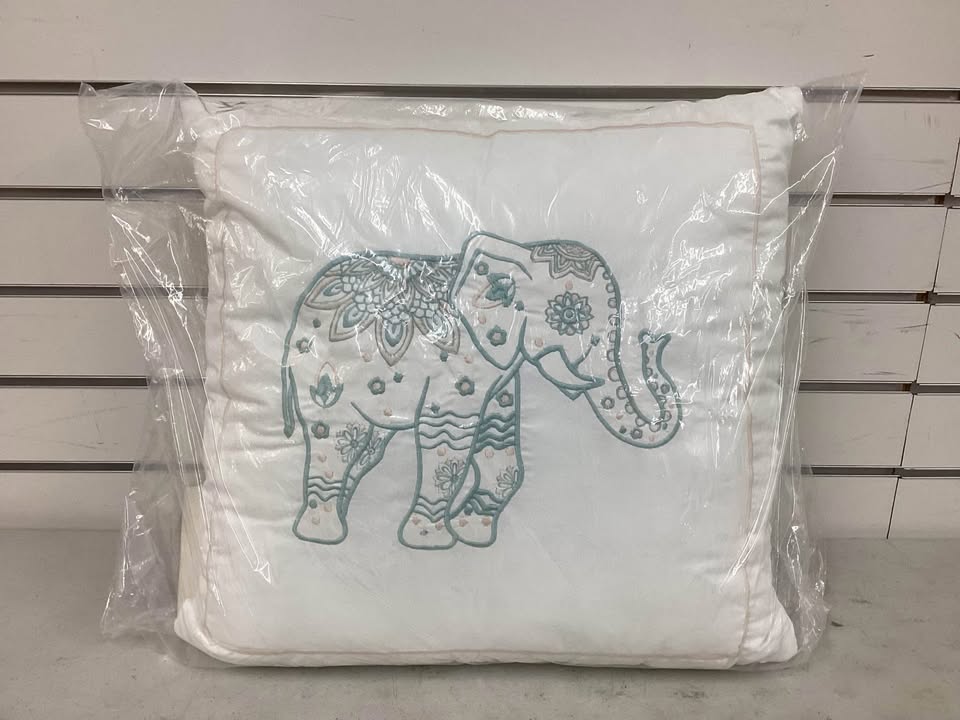 Cozelle "Kismet" 18" Elephant Embroidered Decorative Pillow