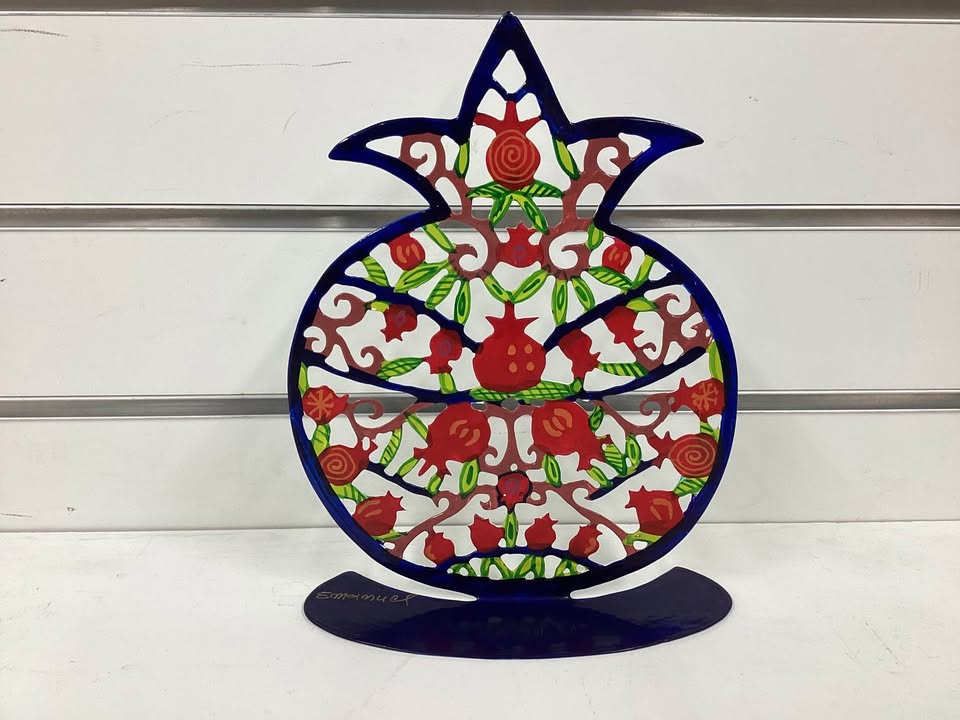 Aluminum Pomegranate sculpture hand painted by Emanuel