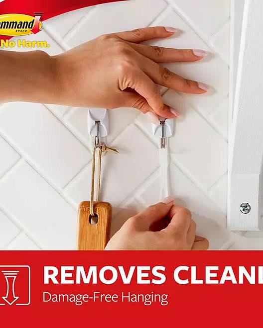 Command Small Wire Toggle Hooks, White 20 Hooks, 24 Strips