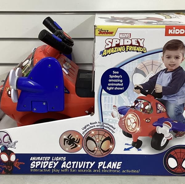 Marvel Lights ‘N’ Sounds Spidey Activity Plane Ride on Toy