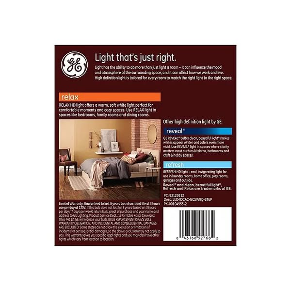 GE LED High Definition Relax Soft White 40W Eqv. Decorative Light Bulbs 6- pack