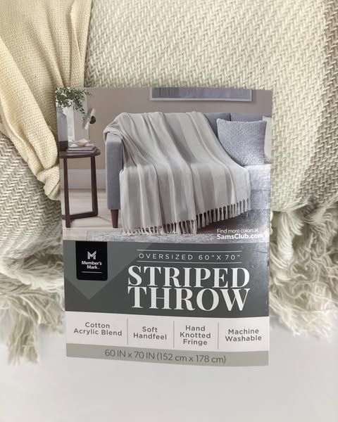 Member's Mark Cotton Stripe Throw with Tassels, 60" x 70"