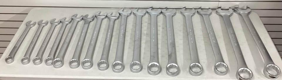 PROTO Combination Wrench Set: Alloy Steel, Satin, 16 Tools, 15° Head Offset Angle, Offset