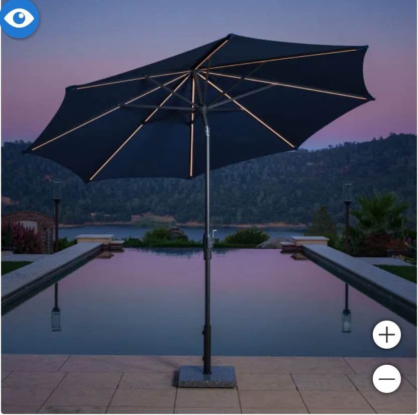 Sunvilla 10' Round Solar LED Market Umbrella
