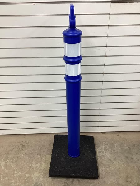 Delineator Post with Base: Portable, Blue, 45 in Overall Ht, Grabber Top, High-Intensity Prismatic