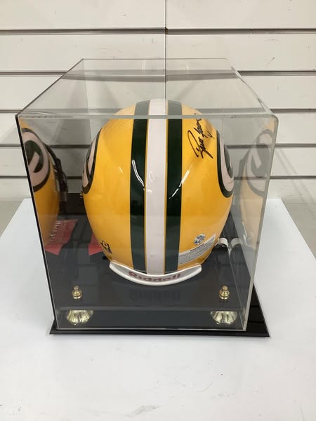 Authentic Favre Autographed Full Size Riddell Green Bay Packers Helmet with COA and Display Case