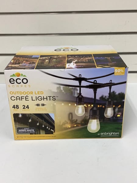 EcoScapes by Enbrighten 48' Outdoor LED Café String Lights, 24 Bulbs