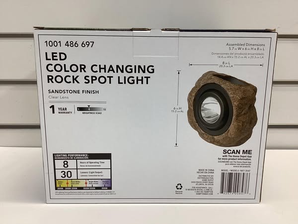 Hampton Bay 1-Light Integrated LED 3000K 30 Lumens Outdoor Solar Rock Spot Light