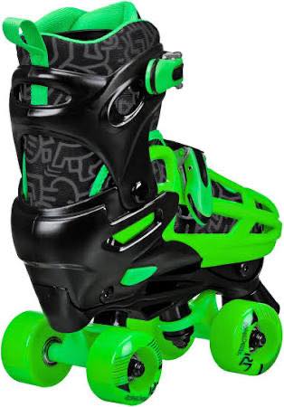 Roller Derby Boys 2-in-1 Roller/Inline Skates Black/Green, Size 3-6