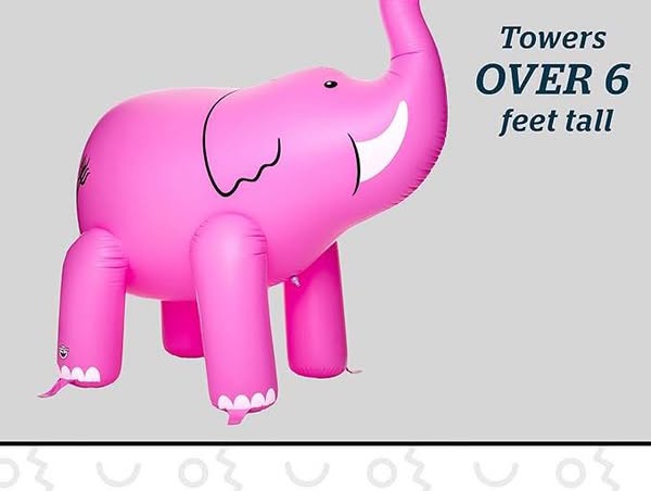 BigMouth Inc. Giant Pink Elephant Inflatable Kids Yard Sprinkler