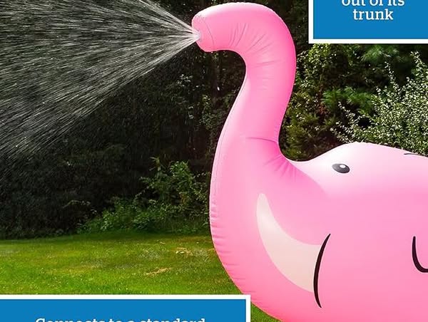 BigMouth Inc. Giant Pink Elephant Inflatable Kids Yard Sprinkler