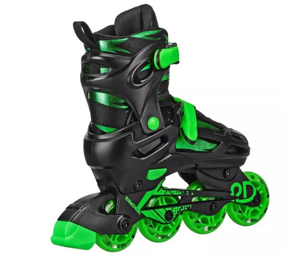 Roller Derby Boys 2-in-1 Roller/Inline Skates Black/Green, Size 12-2