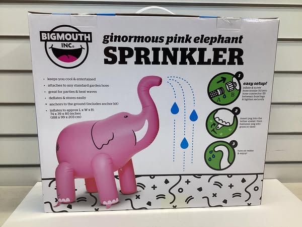 BigMouth Inc. Giant Pink Elephant Inflatable Kids Yard Sprinkler