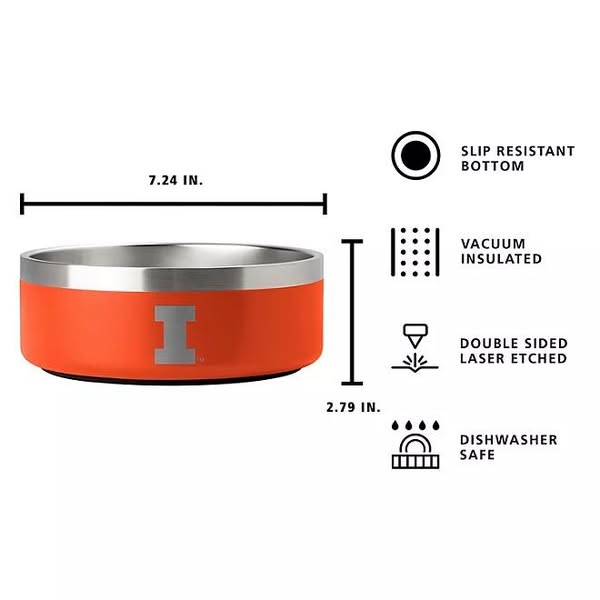 NCAA 2 pk. Stainless Steel Dog Bowls -Illinois Fighting Illini