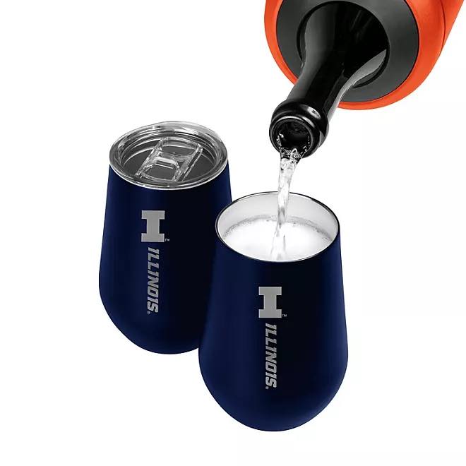 NCAA Stainless Steel Wine Chiller and Tumbler Set -Illinois Fighting Illini