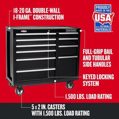 CRAFTSMAN 2000 Series 41-in W x 37.5-in H 10 -Drawer Steel Rolling Tool Cabinet ( Black )