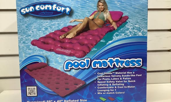 Airhead SUN COMFORT COOL SUEDE Pool Mattress, Raspberry, Single Pool Mattress