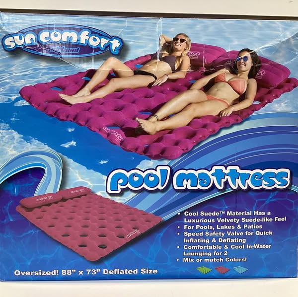 Airhead SUN COMFORT COOL SUEDE Double Pool Mattress, Raspberry